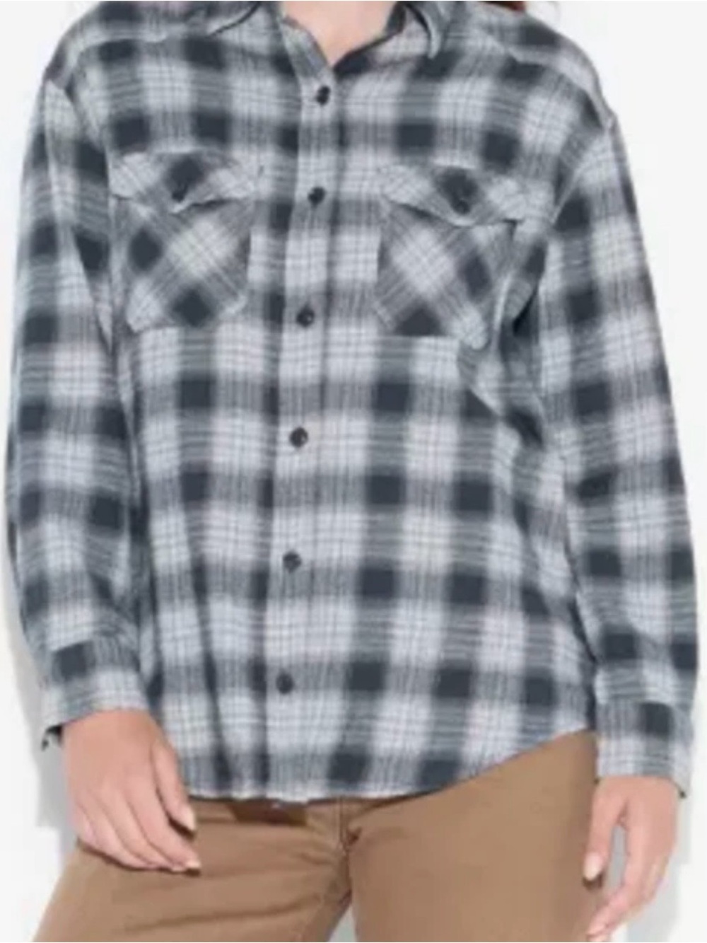wild fable Gray & White Plaid Button-Up Shirt